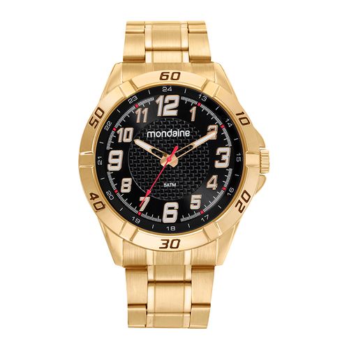 Relógio Masculino Dourado Esportivo Mostrador Duplo Horário
