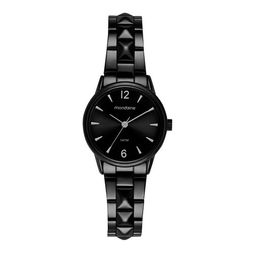 Relógio Feminino Preto Pulseira com Spikes
