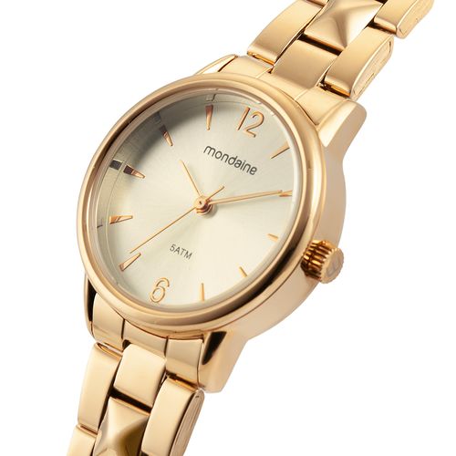 Relógio Feminino Dourado Pulseira com Spikes