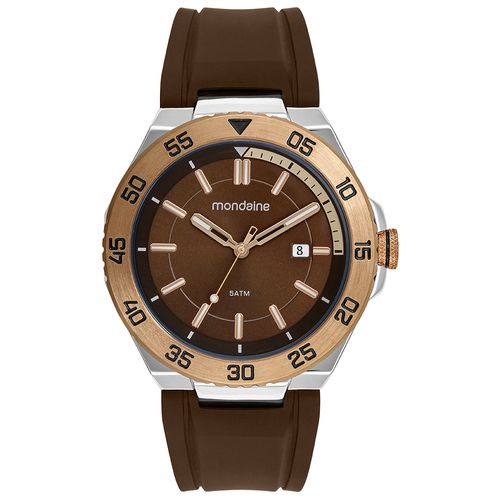 Relógio Masculino Marrom Calendário Pulseira Silicone