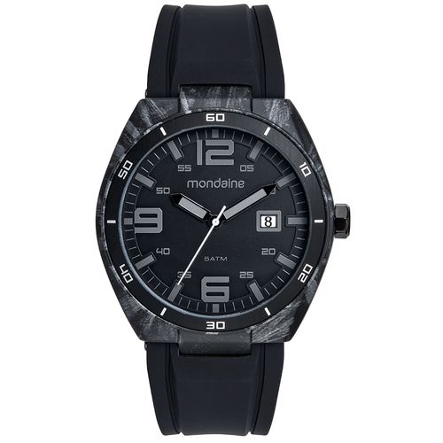 Relógio Masculino Detalhes em Carbono Pulseira Silicone