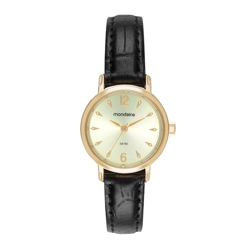 Relógio Feminino Dourado Pulseira de Couro