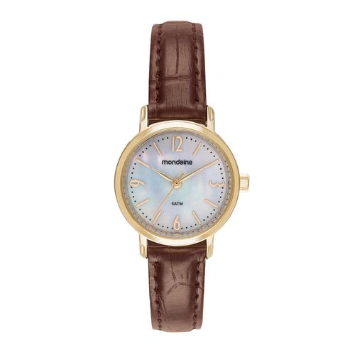 Relógio Feminino Dourado Mostrador Madrepérola