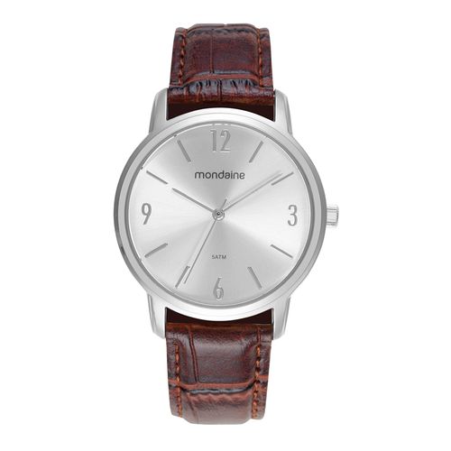 Relógio Feminino Mostrador Prata Pulseira Marrom