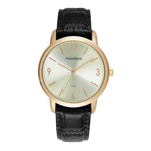 Relógio Feminino Mostrador Champagne Efeito Metálico
