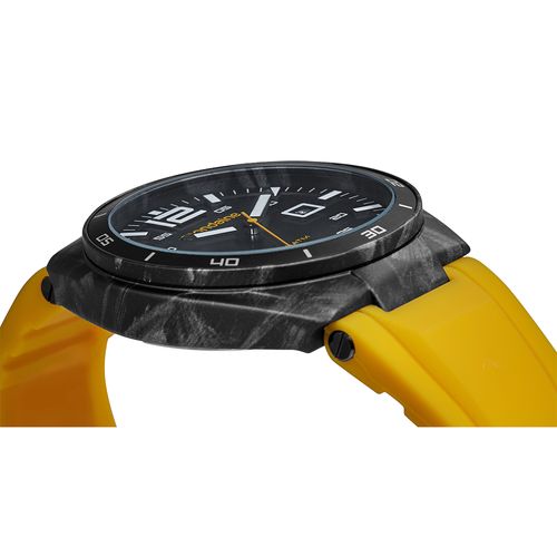 Relógio Masculino Detalhes em Carbono Pulseira Amarela