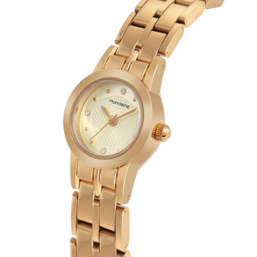 Relógio Feminino Dourado Mostrador Texturizado