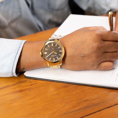 Relógio Masculino Dourado Pulseira Aço