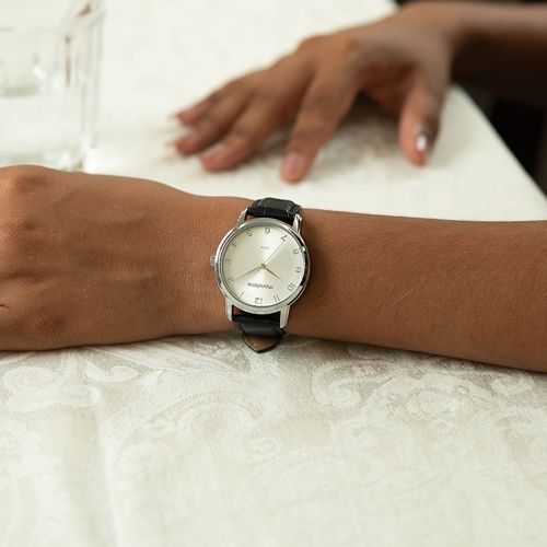 Relógio Feminino Prata Efeito Metálico