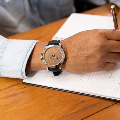 Relógio Masculino Cromado Pulseira Silicone
