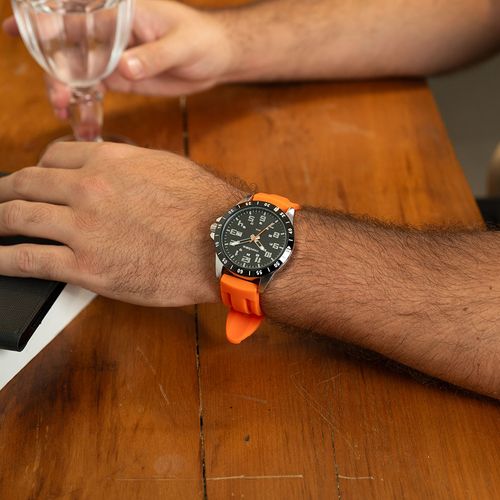 Relógio Masculino Esportivo Pulseira Silicone Laranja
