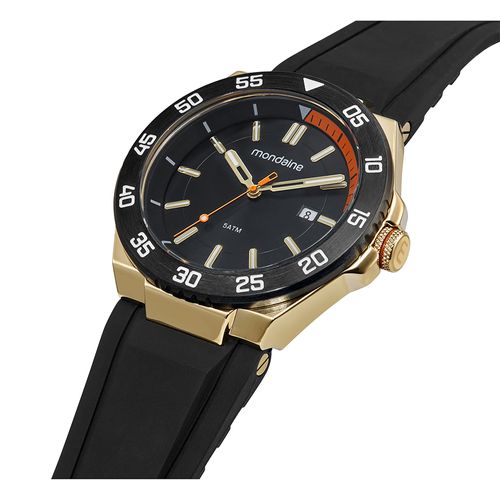 Relógio Masculino Dourado Calendário Pulseira Esportiva