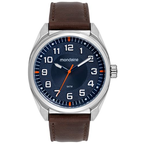 Relógio Masculino Azul Pulseira de Couro Sintético