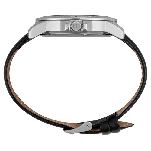 Relógio Masculino Prata Design Robusto Pulseira Couro