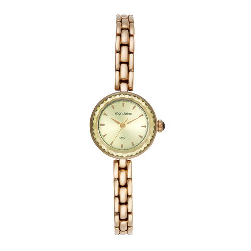 Relógio Feminino Dourado Caixa Pequena Vidro Facetado