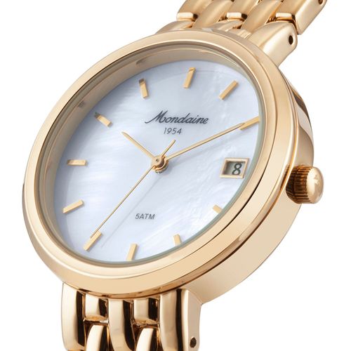 Relogio Feminino Mondaine Dourado Com Calendário Madreperola