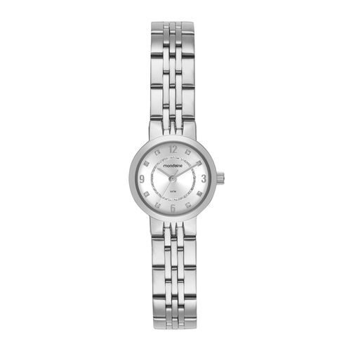 Relógio Feminino Prata Caixa Pequena Brilho Metálico