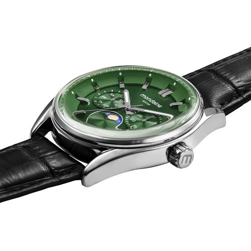 Relógio Masculino Mostrador Verde Couro Genuíno