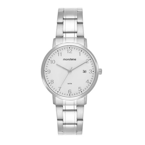 Relógio Feminino Prata Calendário Vintage