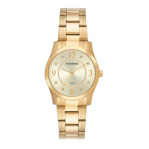 Relogio Feminino Dourado Em Aço Cristais