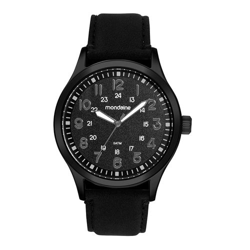 Relogio Masculino Mondaine Todo em Preto Couro