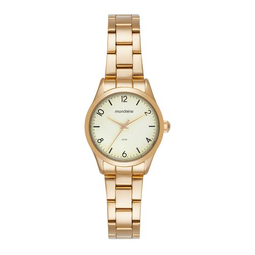 Relógio Feminino Dourado Mostrador Champagne Analógico