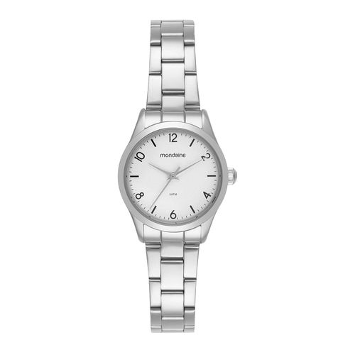 Relógio Feminino Prata Mostrador Branco Analógico