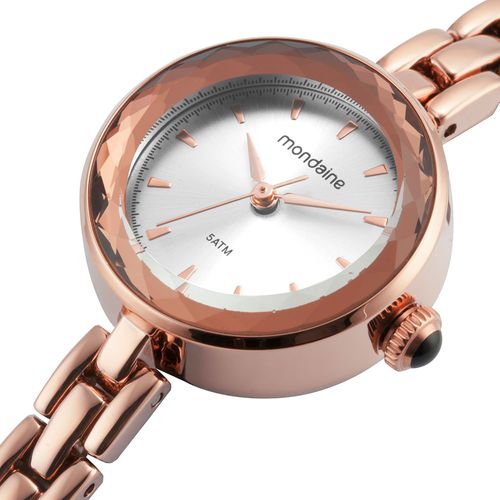 Relogio Feminino Mondaine Rose Gold Vidro Facetado