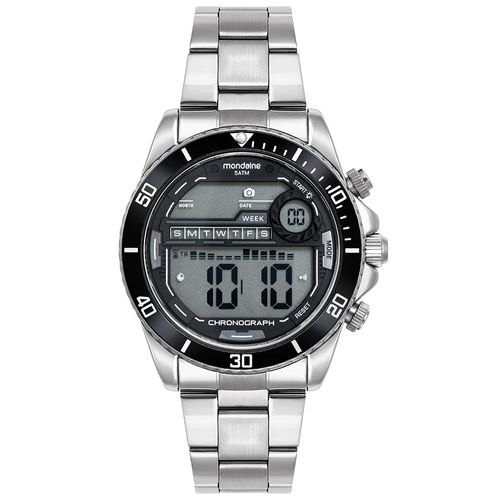 Relógio Masculino Prata Digital Com Alarme Cronógrafo