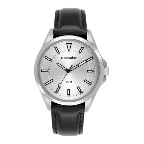 Relógio Masculino Prata Couro Sintético Fivela