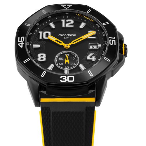 Relógio Masculino Preto e Amarelo Marcação de Segundos