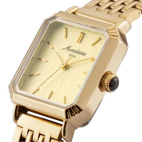 Relógio Feminino Quadrado Dourado Aço Troca de Pulseira