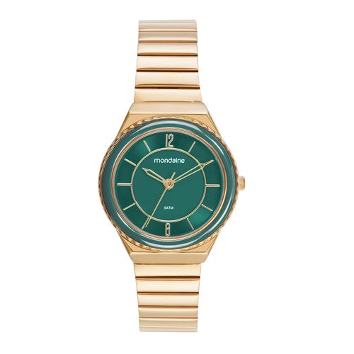 Relógio Feminino Caixa Media Catraca em Ceramica Verde