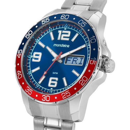 Relógio Masculino Mondaine Anadigi Prata Dia Da Semana 99815G0MVNE1