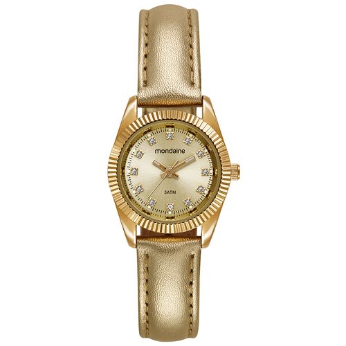 Relógio Feminino Dourado Caixa Pequena Cristais