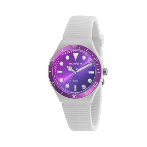 Relógio Esportivo Roxo e Branco Pulseira Silicone