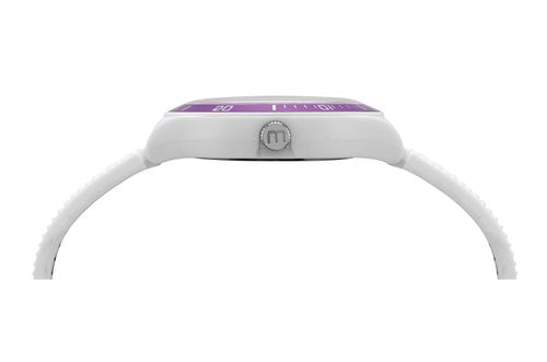 Relógio Esportivo Roxo e Branco Pulseira Silicone