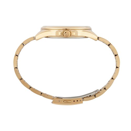 Relógio Masculino Dourado Aço Analógico Mostrador Preto