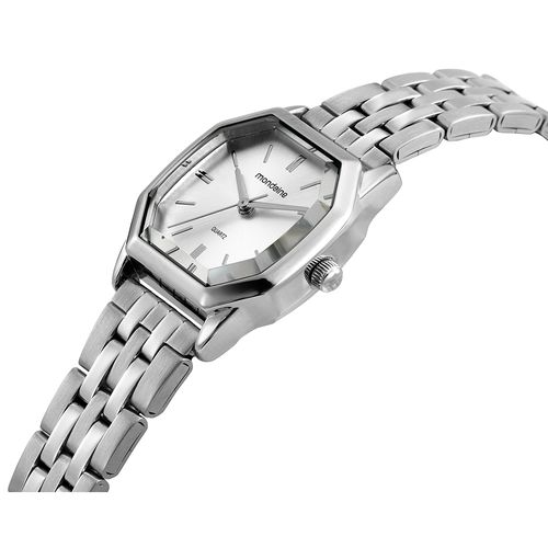 Relógio Feminino Quadrado Prata Minimalista Elegante