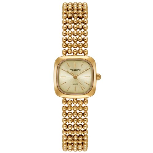 Relógio Feminino Dourado Metal Quadrado 22mm Champagne