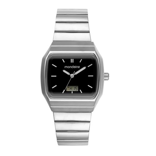 Relógio Masculino Quadrado Anadigi Prata Aço 32944G0MVNE2