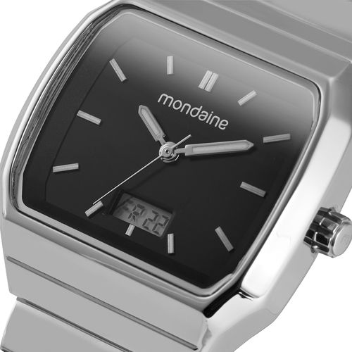 Relógio Masculino Quadrado Anadigi Prata Aço 32944G0MVNE2