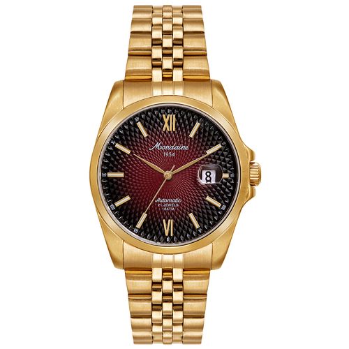 Relógio Automático Masculino Calendário Vermelho Dourado