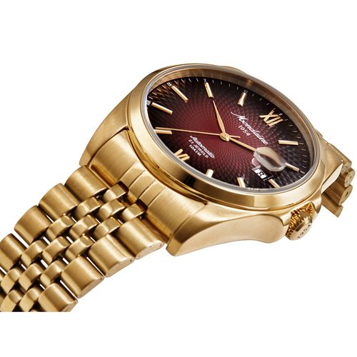 Relógio Automático Masculino Calendário Vermelho Dourado