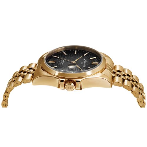 Relógio Automático Masculino Calendário Preto Dourado Aço
