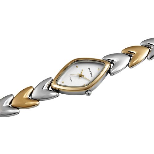 Relógio Feminino Bicolor Metal Oval Minimalista Prata