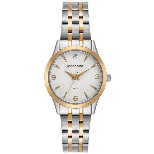 Relógio Feminino Bicolor Caixa Pequena Aço