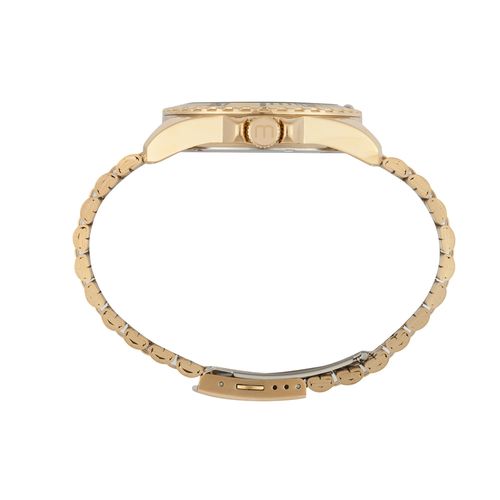 Relógio Masculino Dourado Aço Mostrador Prata