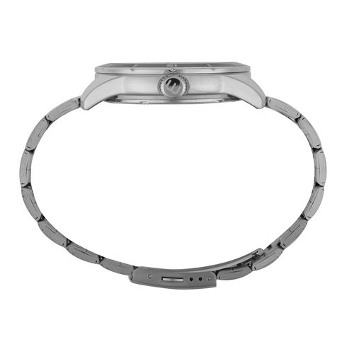 Relógio Masculino Prata Aço Redondo Mostrador Preto