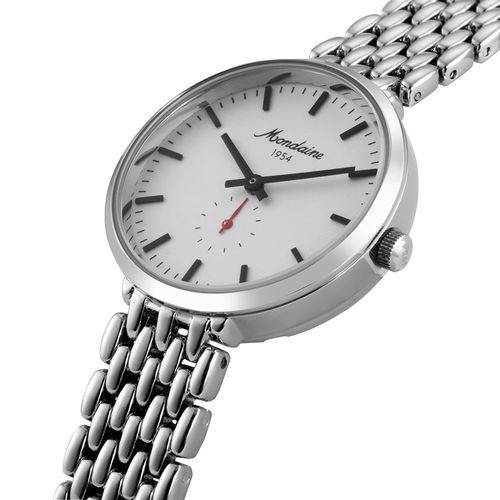 Relógio Feminino Prata Mostrador Branco Index Completo